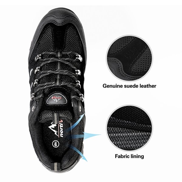 Men's Waterproof Low-Cut Hiking Shoes - BLACK GREY - 2